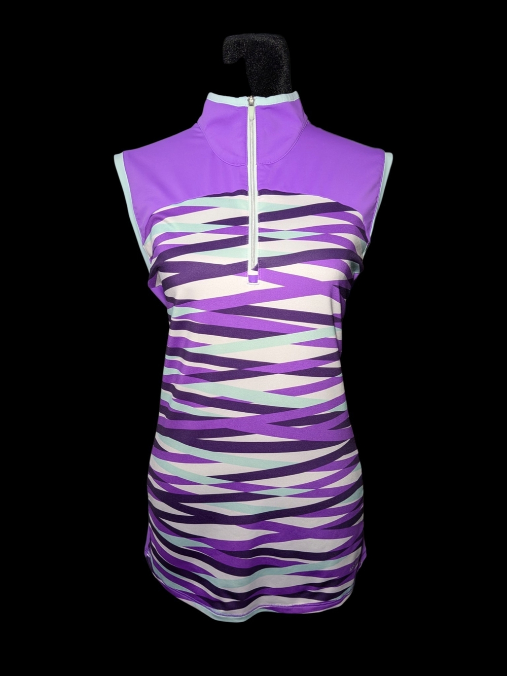 ANNIKA Cutter & Buck Women's Sleeveless Golf Polo Dress XL Purple Wave Stripe